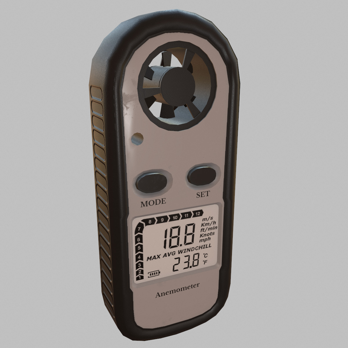 Digital Anemometer Low Poly Low-poly 3D model_4