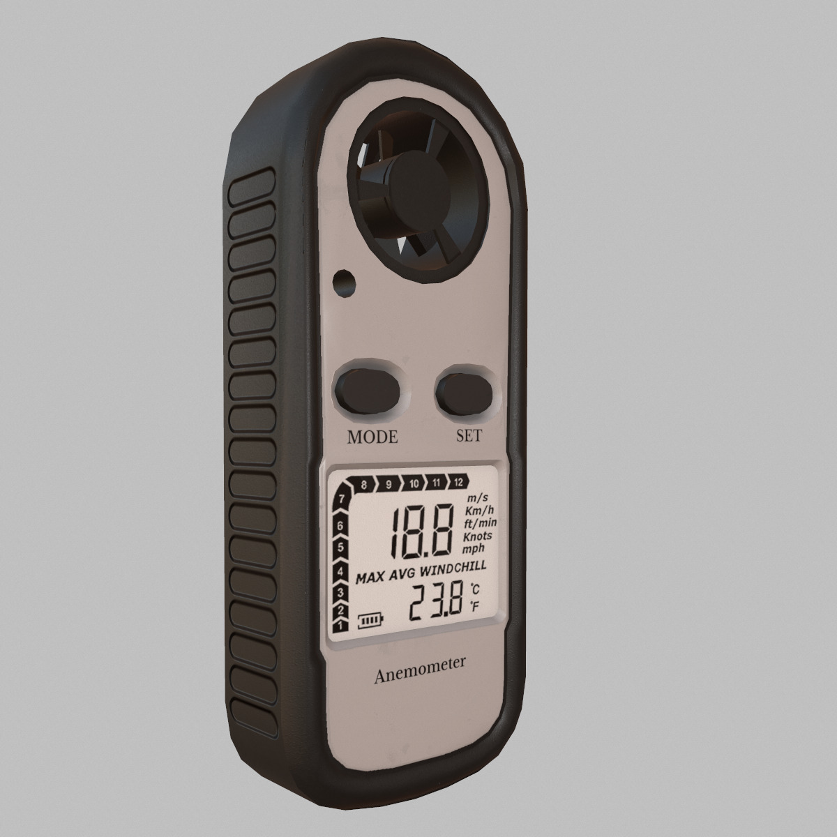 Digital Anemometer Low Poly Low-poly 3D model_1