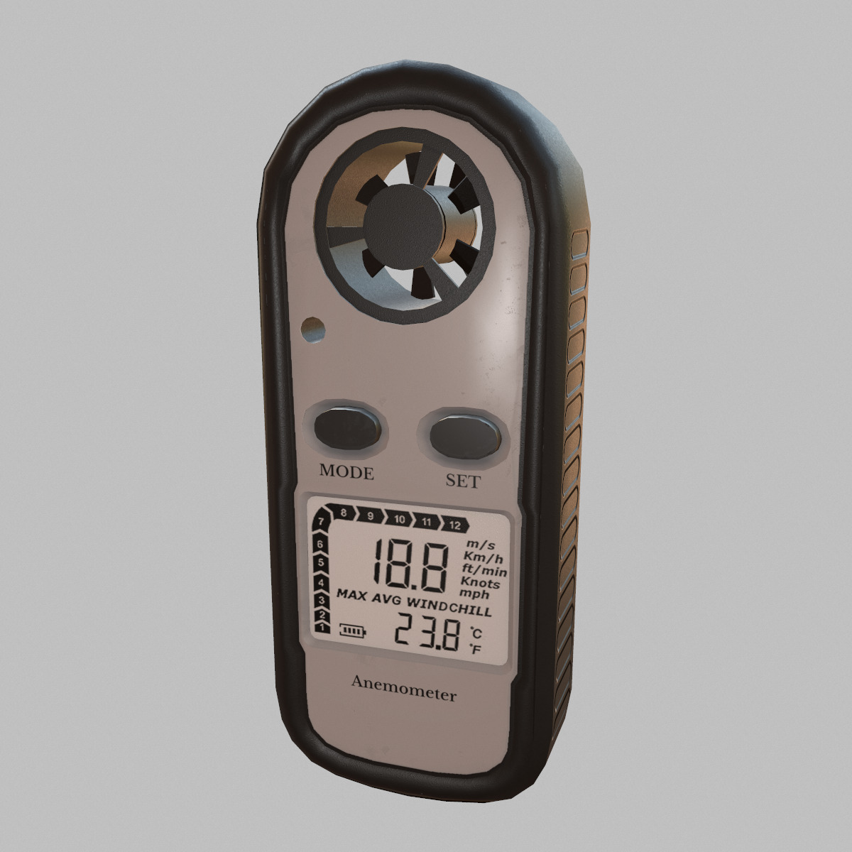 Digital Anemometer Low Poly Low-poly 3D model_5
