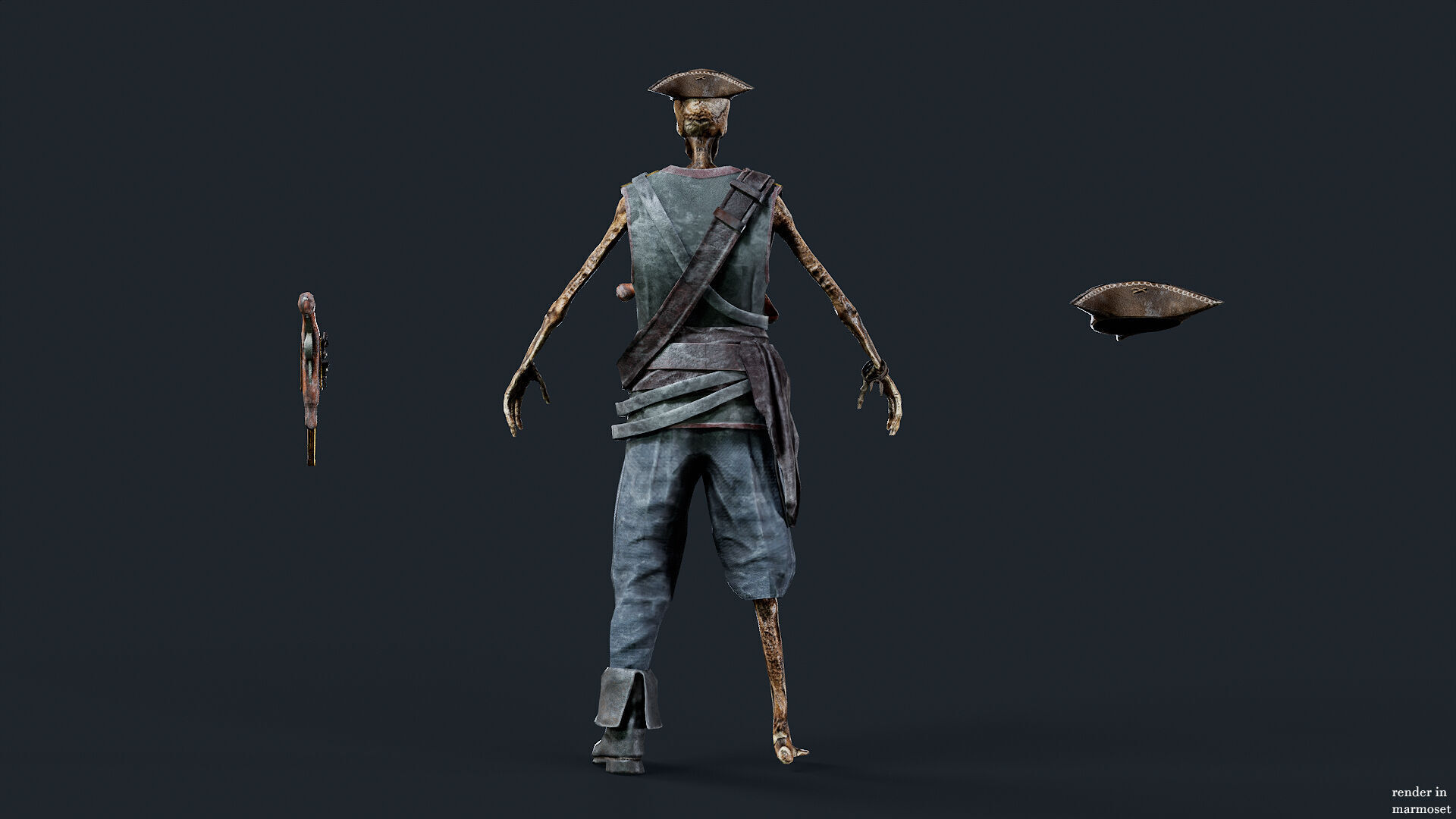 PIRATE SKELETON 7A Low-poly 3D model_9