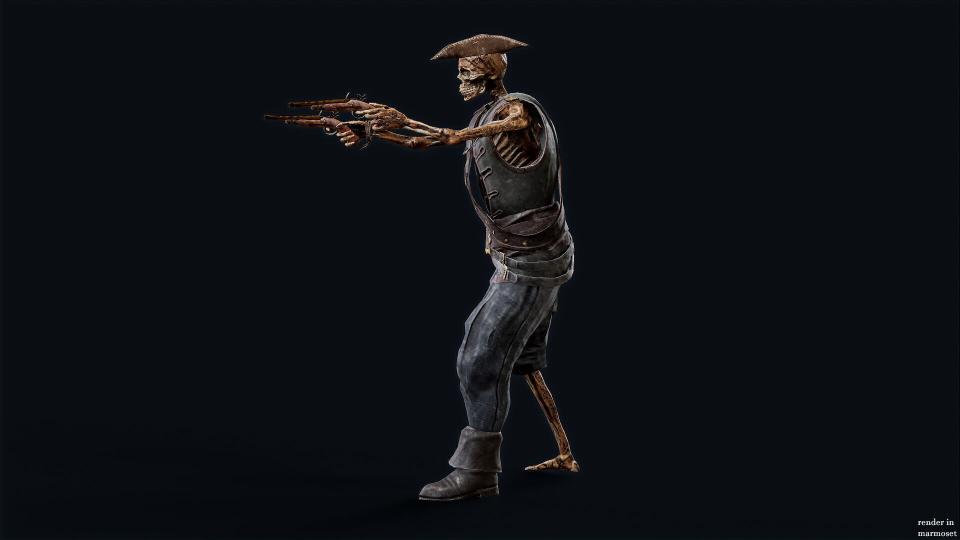 PIRATE SKELETON 7A Low-poly 3D model_5