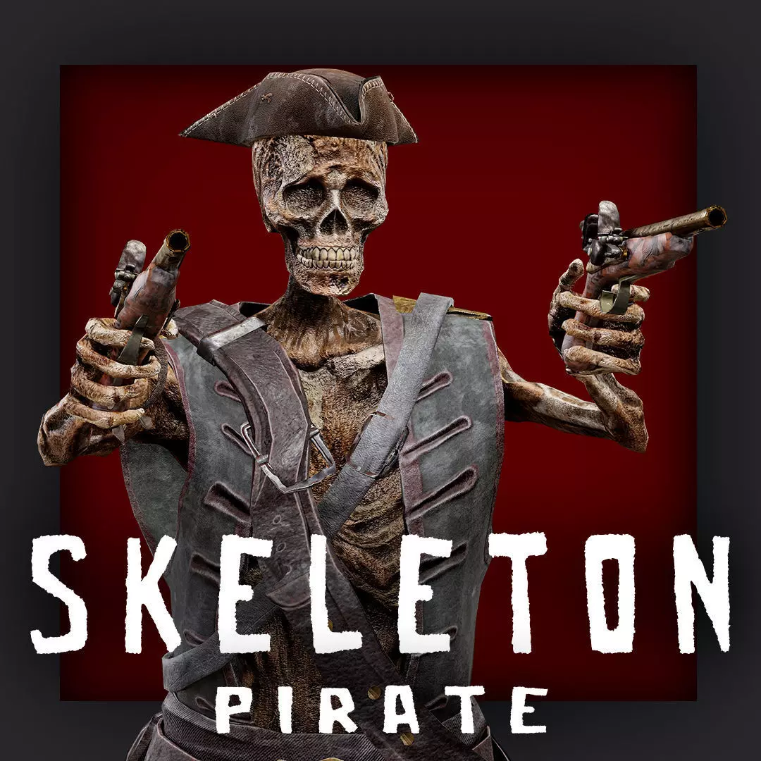 PIRATE SKELETON 7A Low-poly 3D model_0
