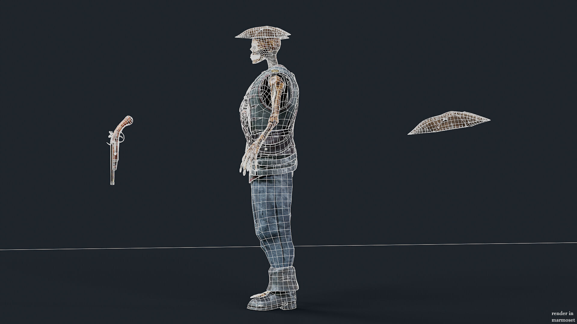 PIRATE SKELETON 7A Low-poly 3D model_12