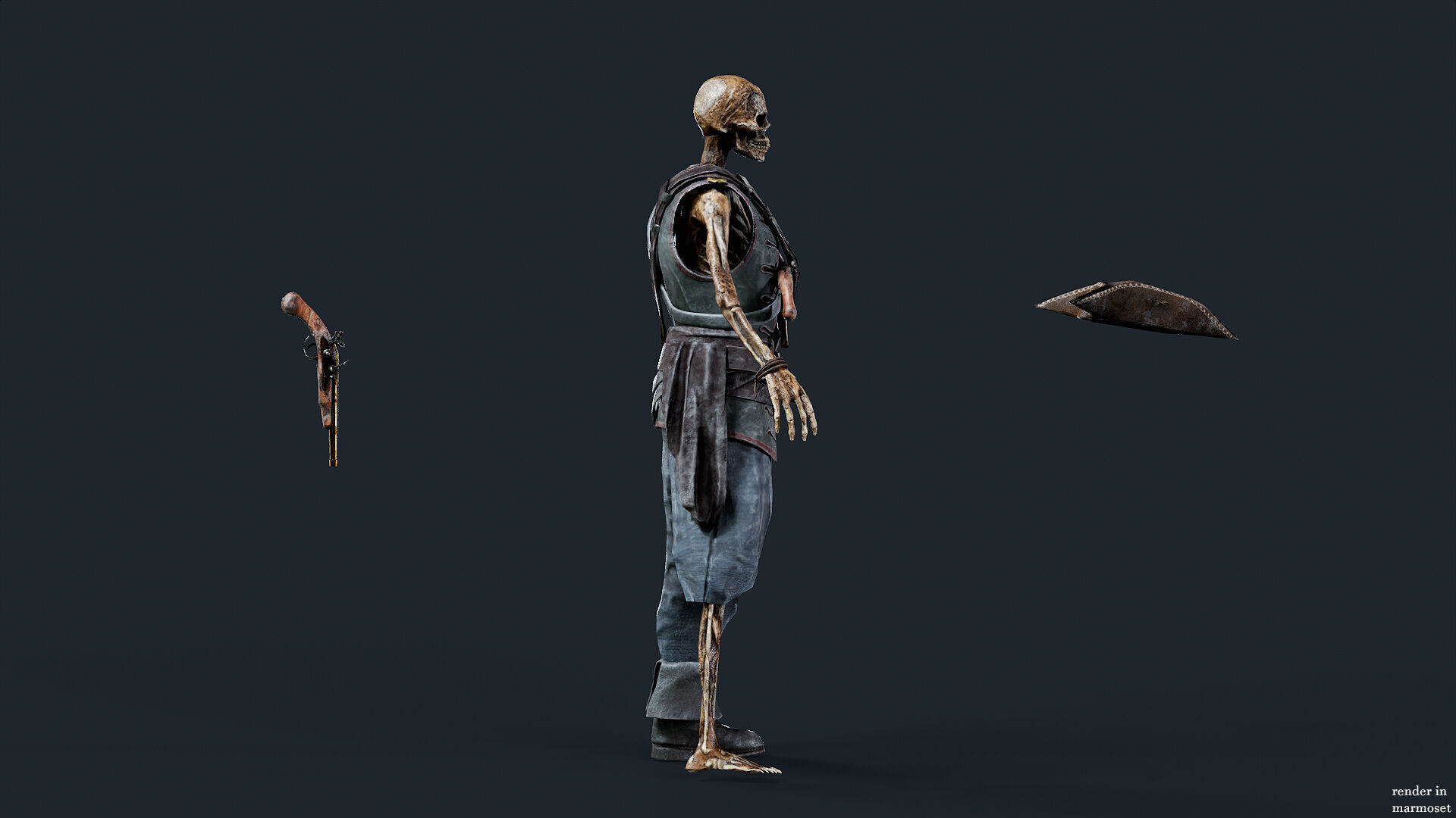 PIRATE SKELETON 7A Low-poly 3D model_8