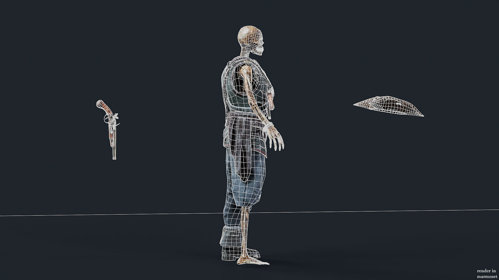 PIRATE SKELETON 7A Low-poly 3D model_10