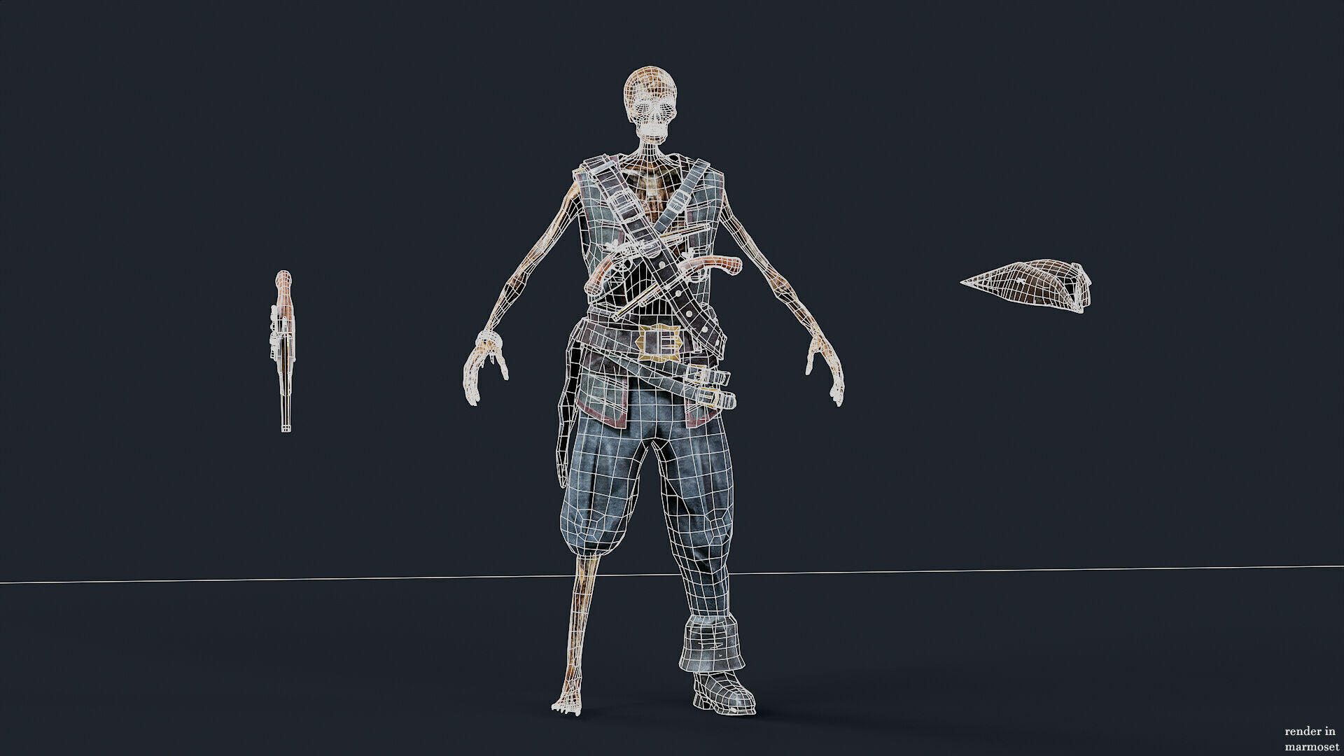 PIRATE SKELETON 7A Low-poly 3D model_13