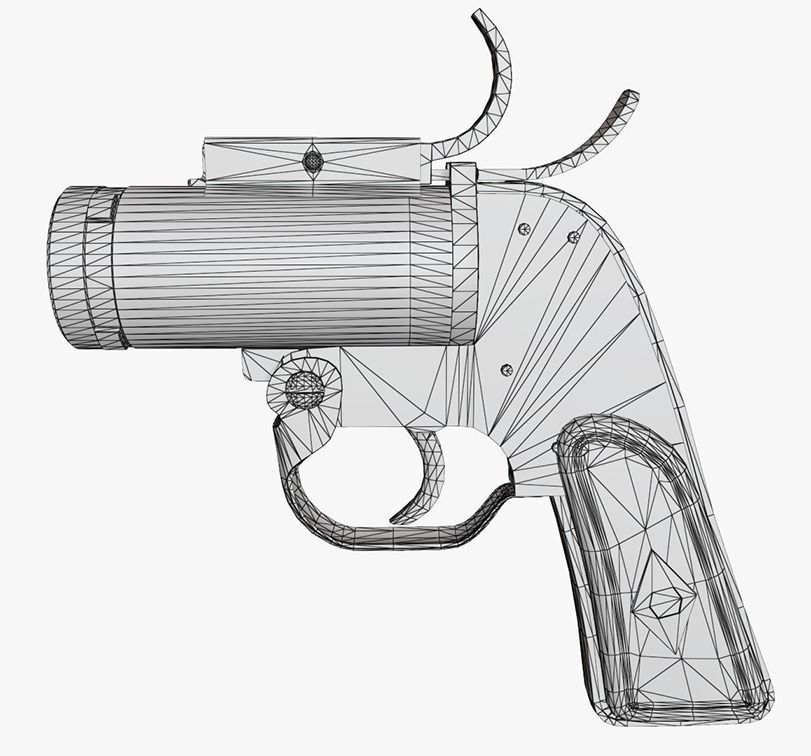 AN-M8 Flare Gun Model - Textures Low-poly 3D model_10