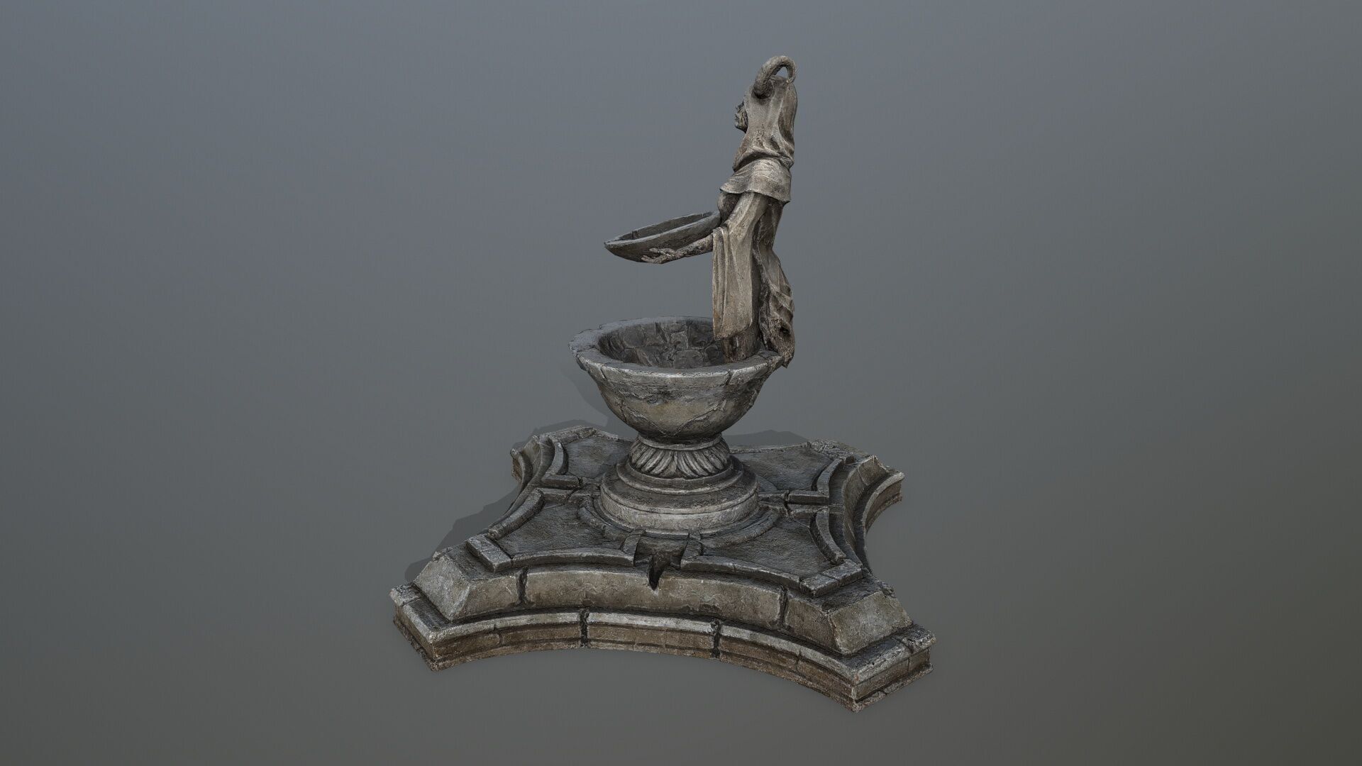 angel fountain Low-poly 3D model_16