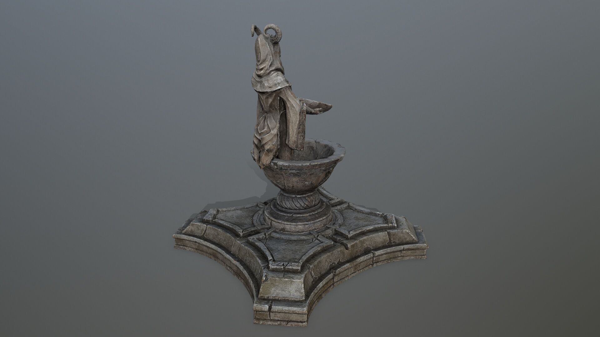 angel fountain Low-poly 3D model_13