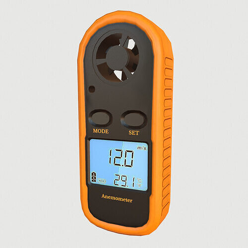 Digital Anemometer Wind Speed Meter Low Poly Low-poly 3D model