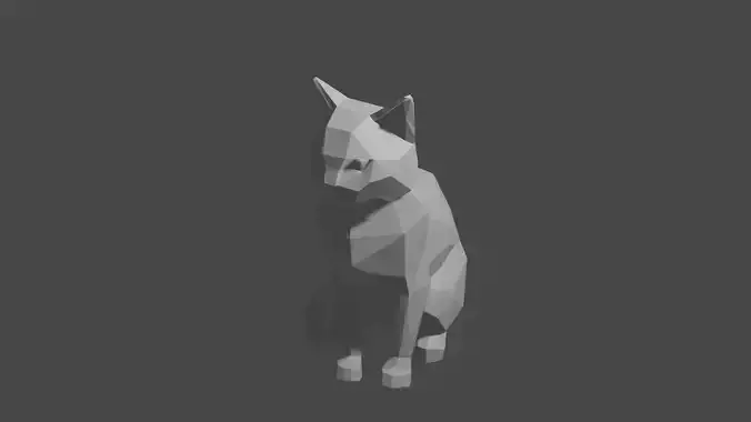 Low-Poly Geometric Cat Sculpture - Modern Minimalist Decor