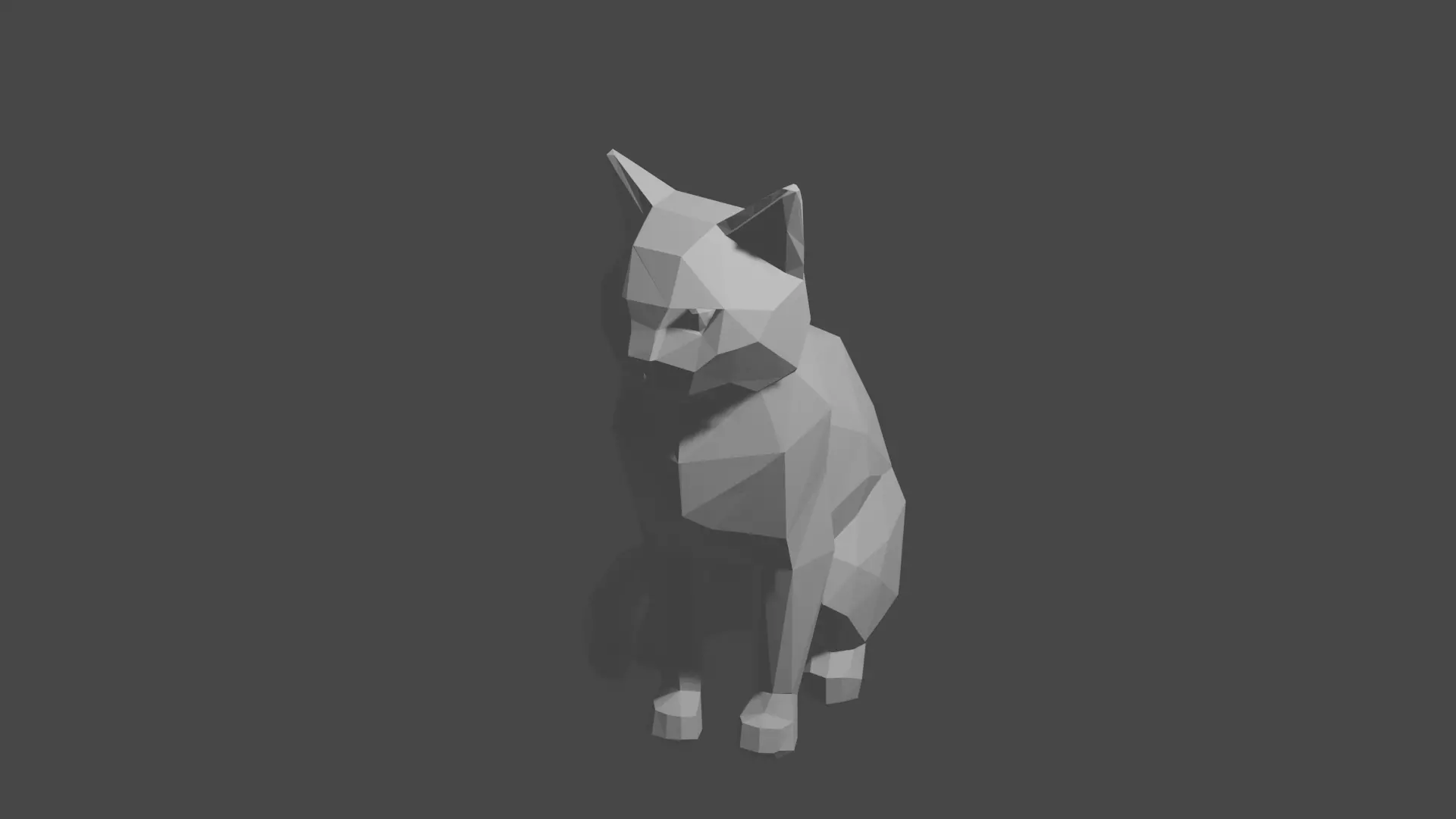 Low-Poly Geometric Cat Sculpture - Modern Minimalist Decor Low-poly 3D model_0