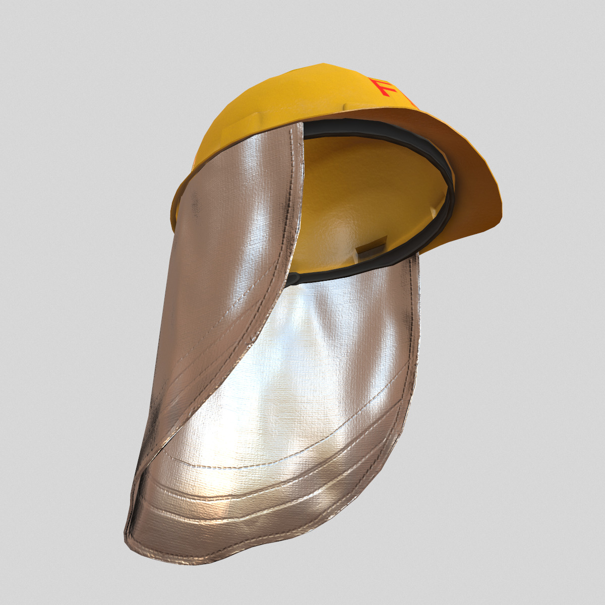 Fireman Safety Helmet Low Poly Low-poly 3D model_4