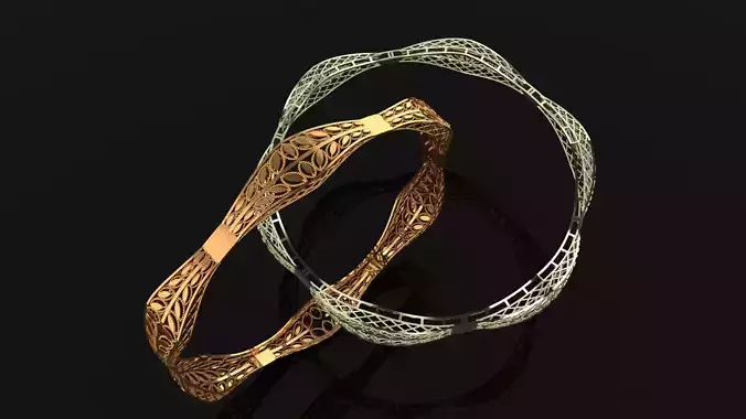 1197 Leaf Scroll Gold Bangle 7gram-60MM
