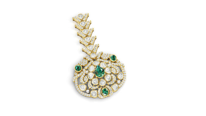 antique kundan  brooche  for woman with all render details 3D print model