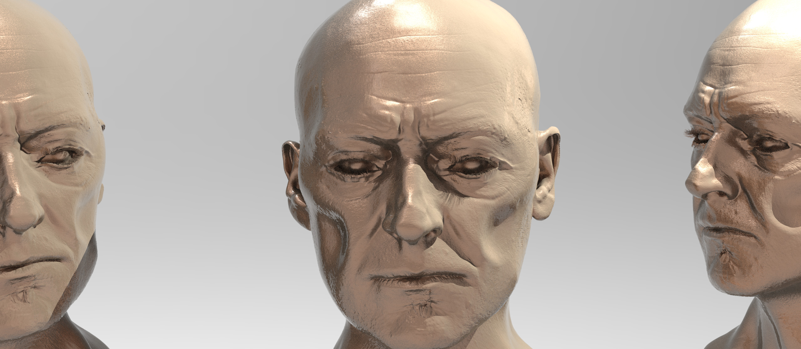 Male wizard head sculpt 3D model_3