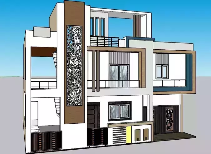 Modern Duplex Residential House Plan