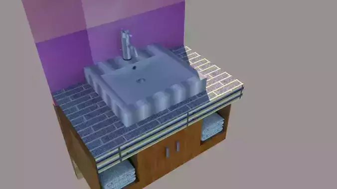 3D Wash Basin with Cabinet for interior builders