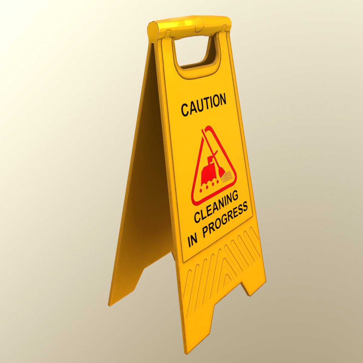 Cleaning In Progress Sign Board Low Poly Low-poly 3D model_7
