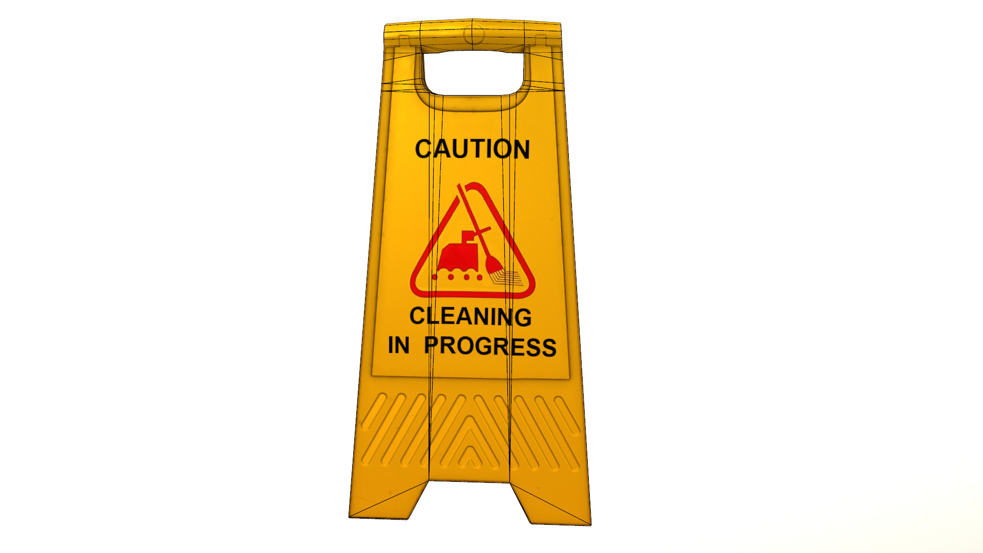Cleaning In Progress Sign Board Low Poly Low-poly 3D model_20
