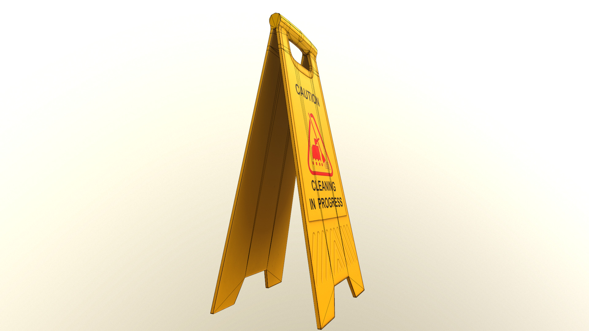Cleaning In Progress Sign Board Low Poly Low-poly 3D model_24