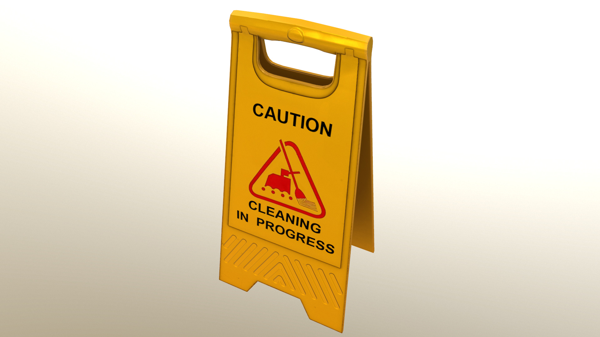 Cleaning In Progress Sign Board Low Poly Low-poly 3D model_10