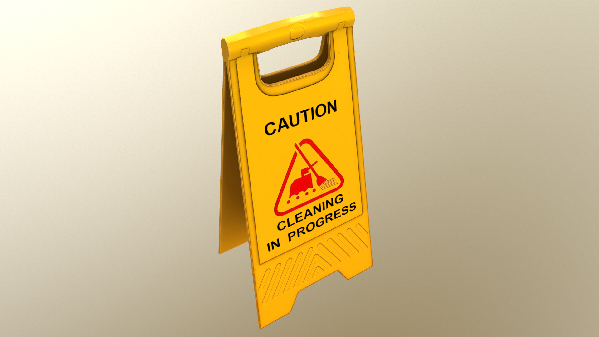Cleaning In Progress Sign Board Low Poly Low-poly 3D model_11