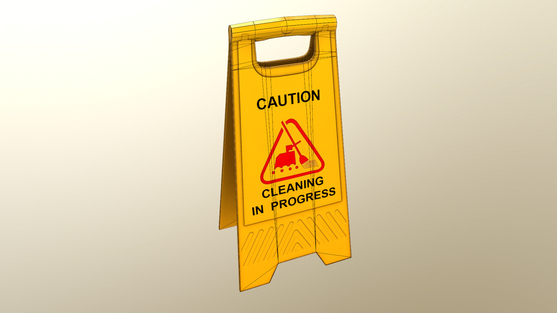 Cleaning In Progress Sign Board Low Poly Low-poly 3D model_23