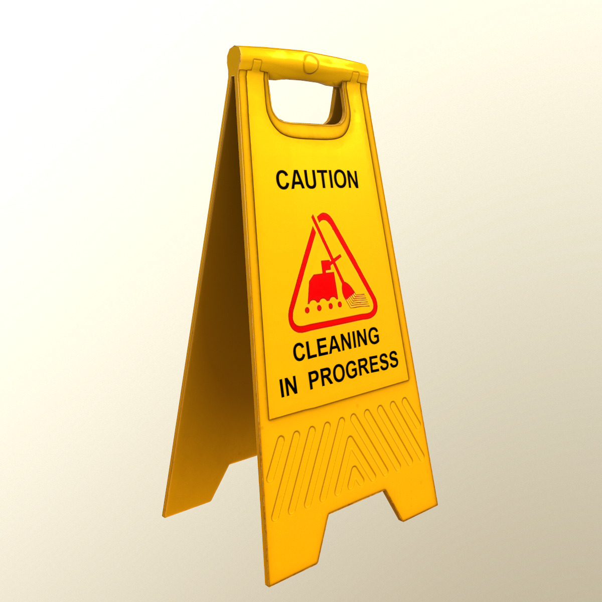 Cleaning In Progress Sign Board Low Poly Low-poly 3D model_1