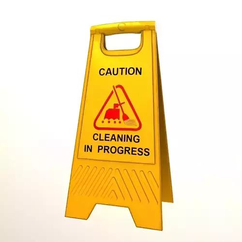 Cleaning In Progress Sign Board Low Poly Low-poly 3D model