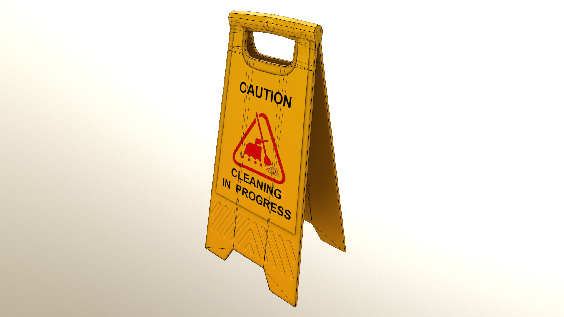 Cleaning In Progress Sign Board Low Poly Low-poly 3D model_21