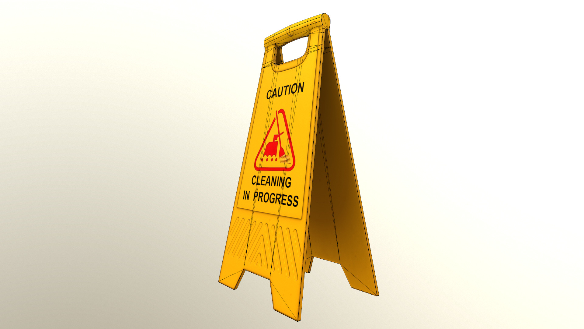 Cleaning In Progress Sign Board Low Poly Low-poly 3D model_25