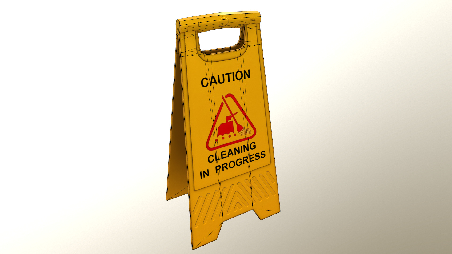 Cleaning In Progress Sign Board Low Poly Low-poly 3D model_22