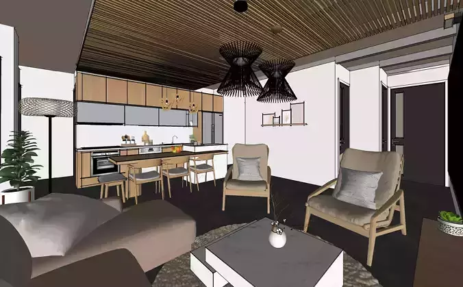 Modern rustic apartment interior 