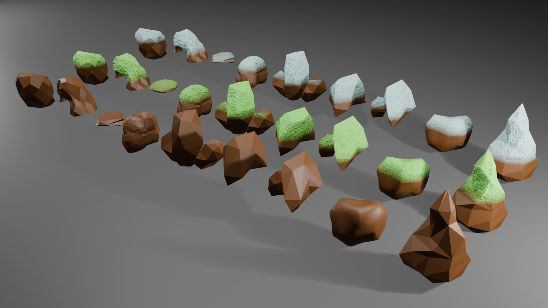 Stylized Low Poly Rock Pack 35 Variations Low-poly 3D model_1
