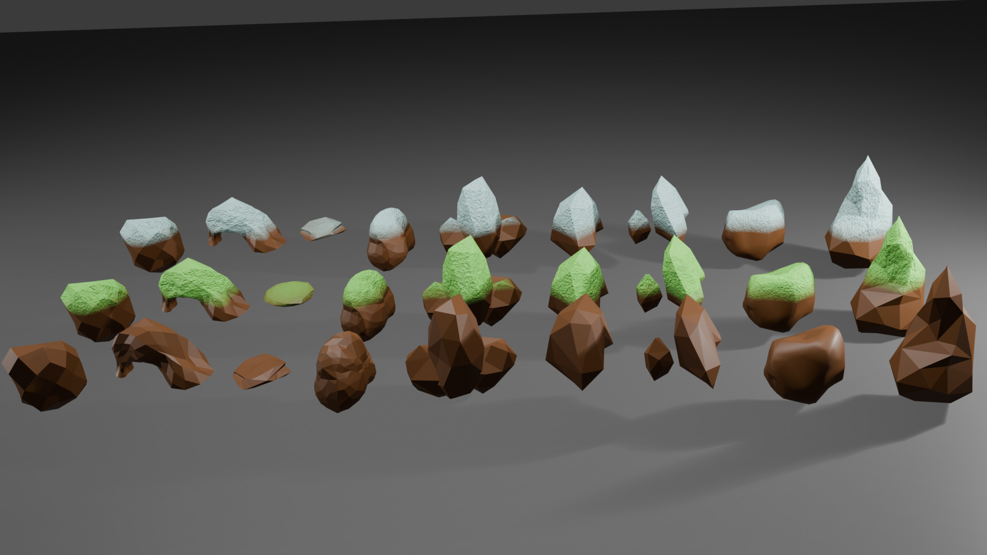 Stylized Low Poly Rock Pack 35 Variations Low-poly 3D model_2