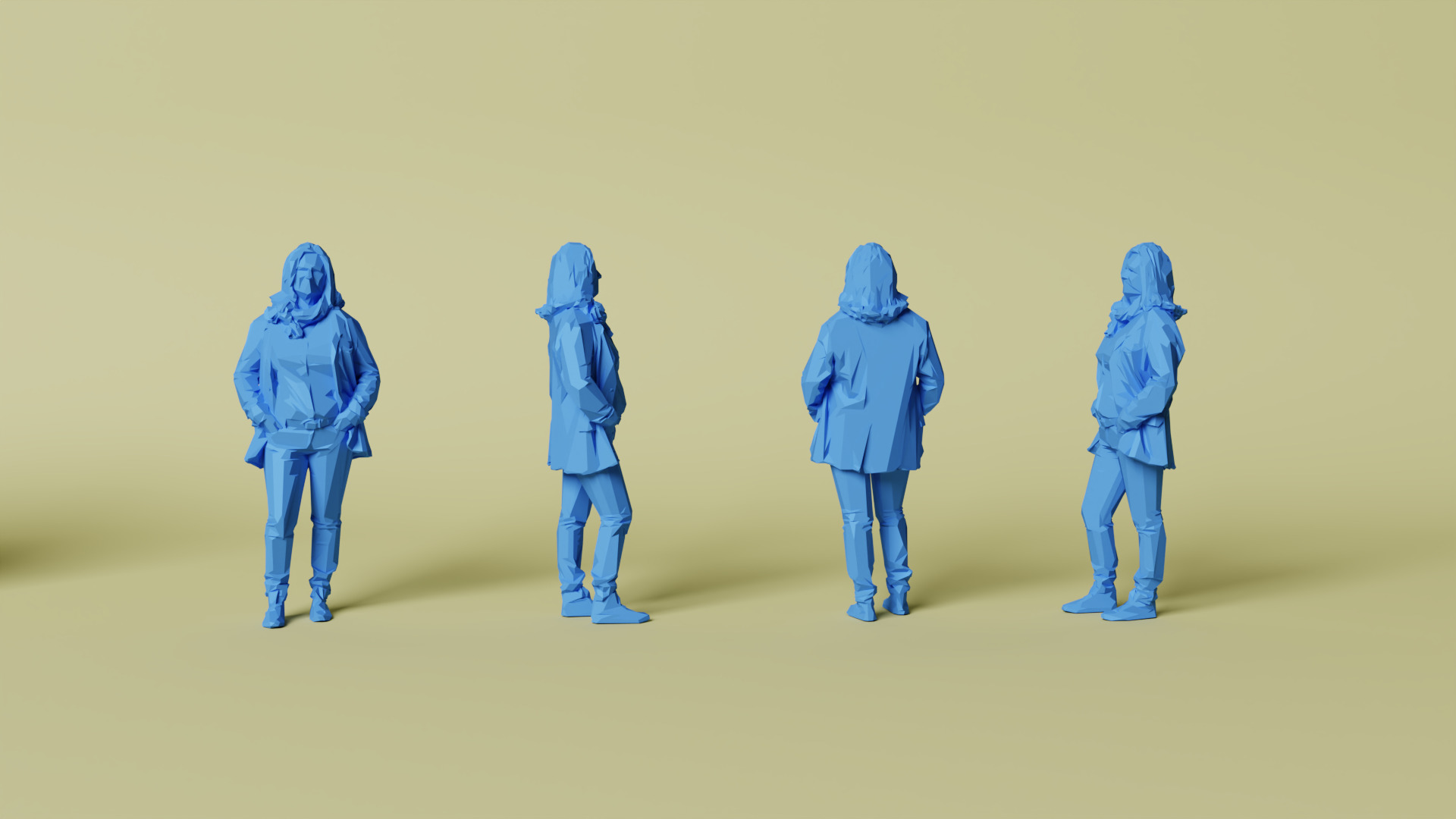 101x Low Poly human Megaset  3D print model_13