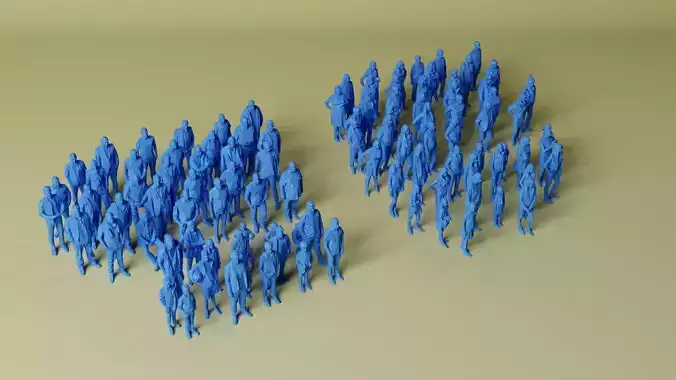 101x Low Poly human Megaset  3D print model