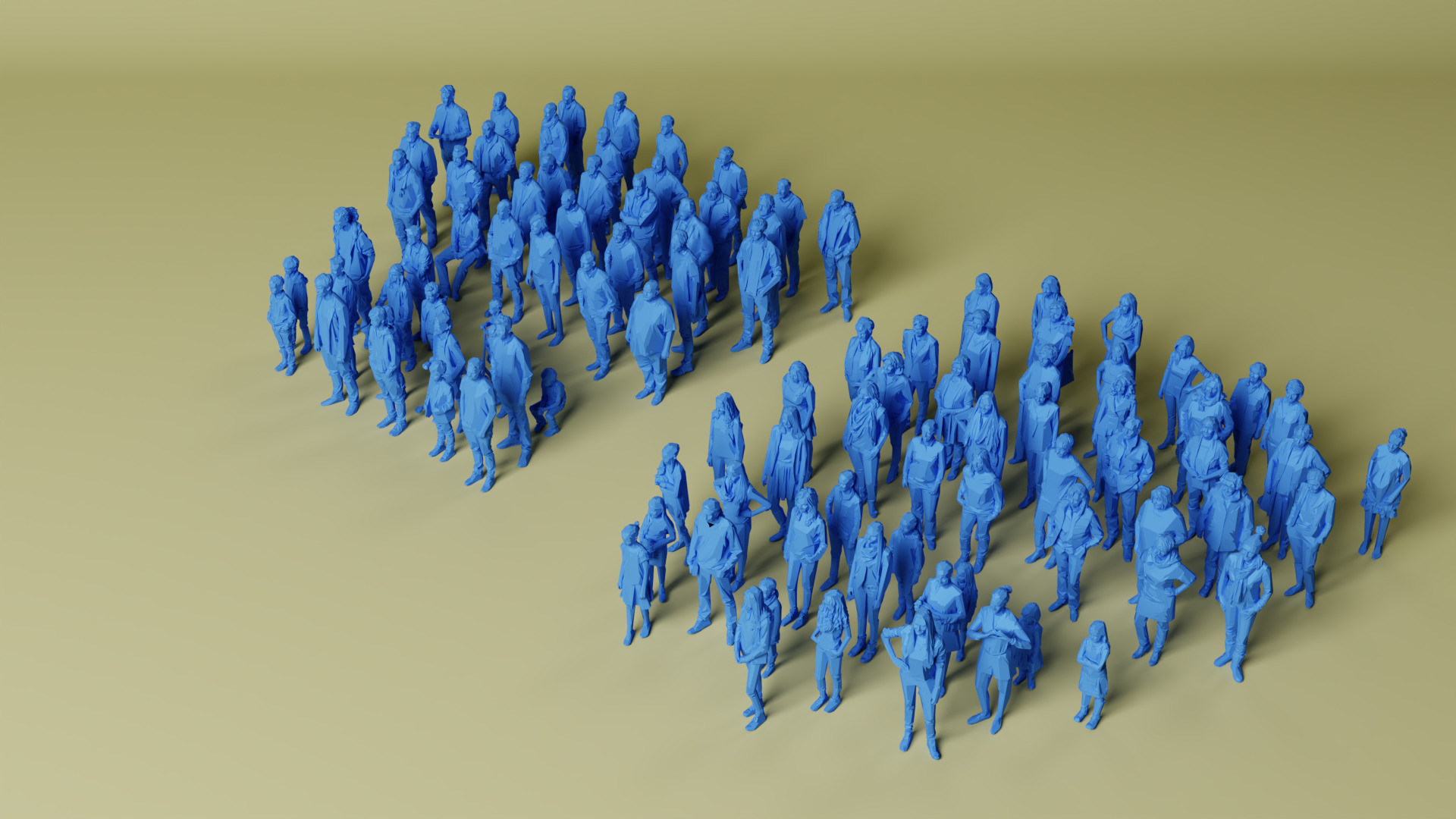 101x Low Poly human Megaset  3D print model_7