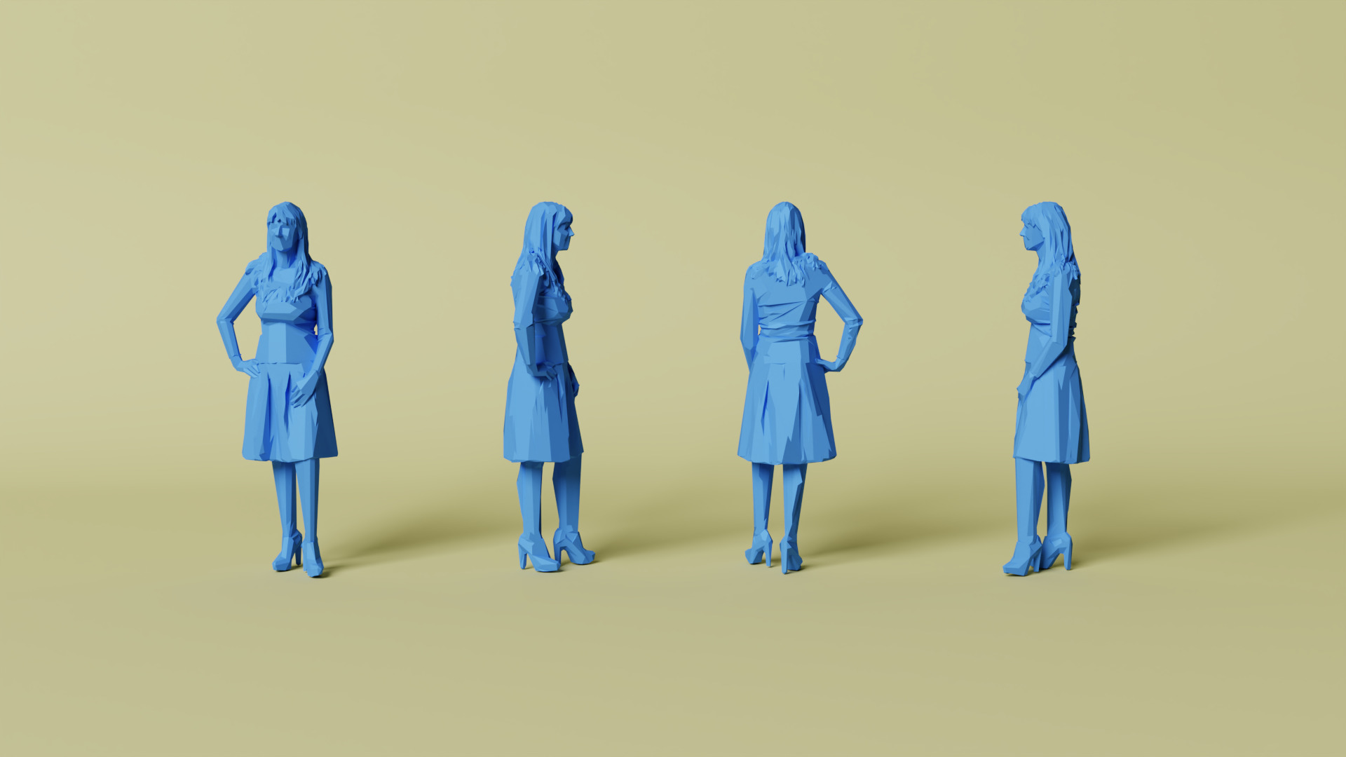 101x Low Poly human Megaset  3D print model_14