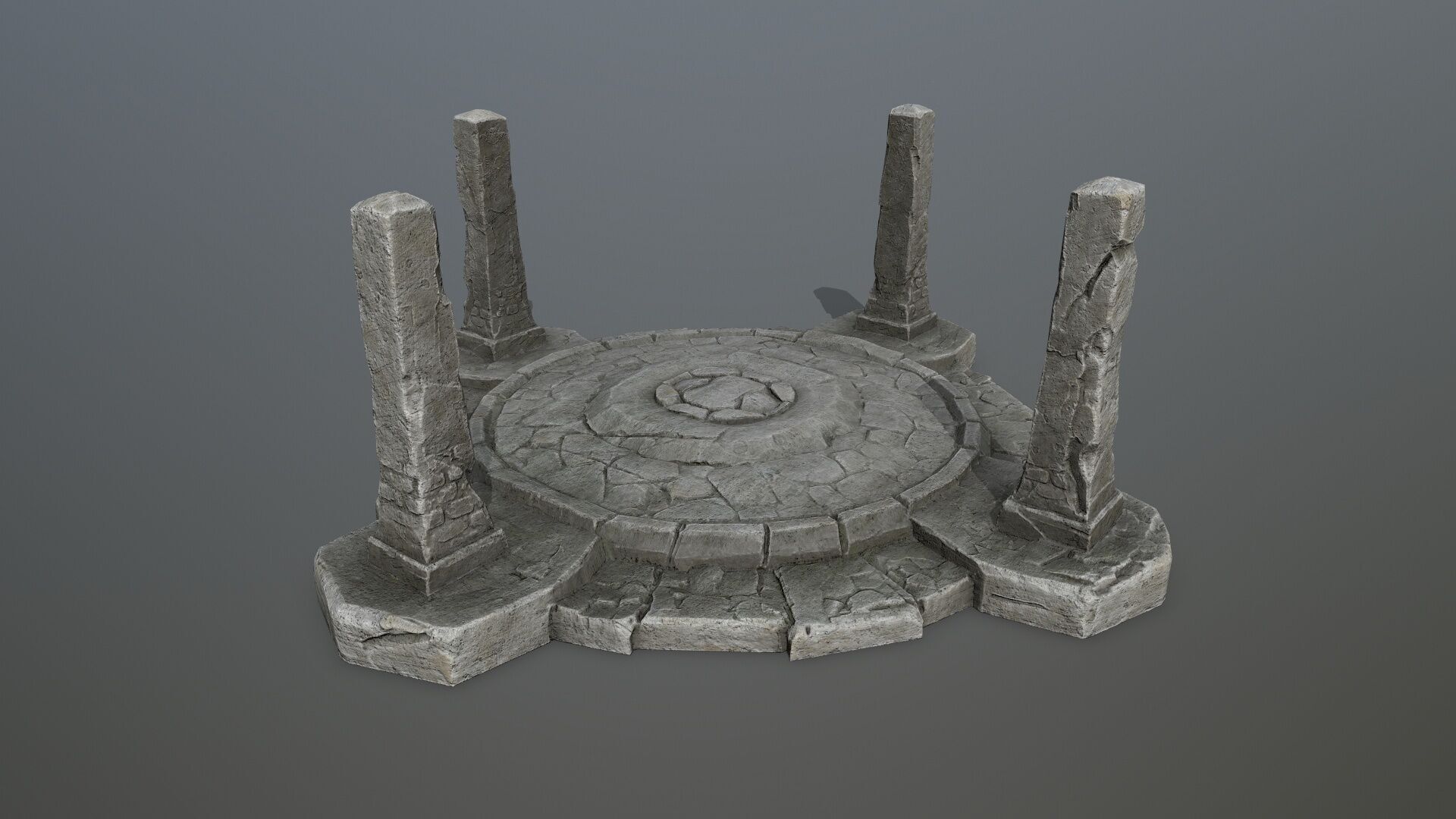 Ruin Gate Low-poly 3D model_4