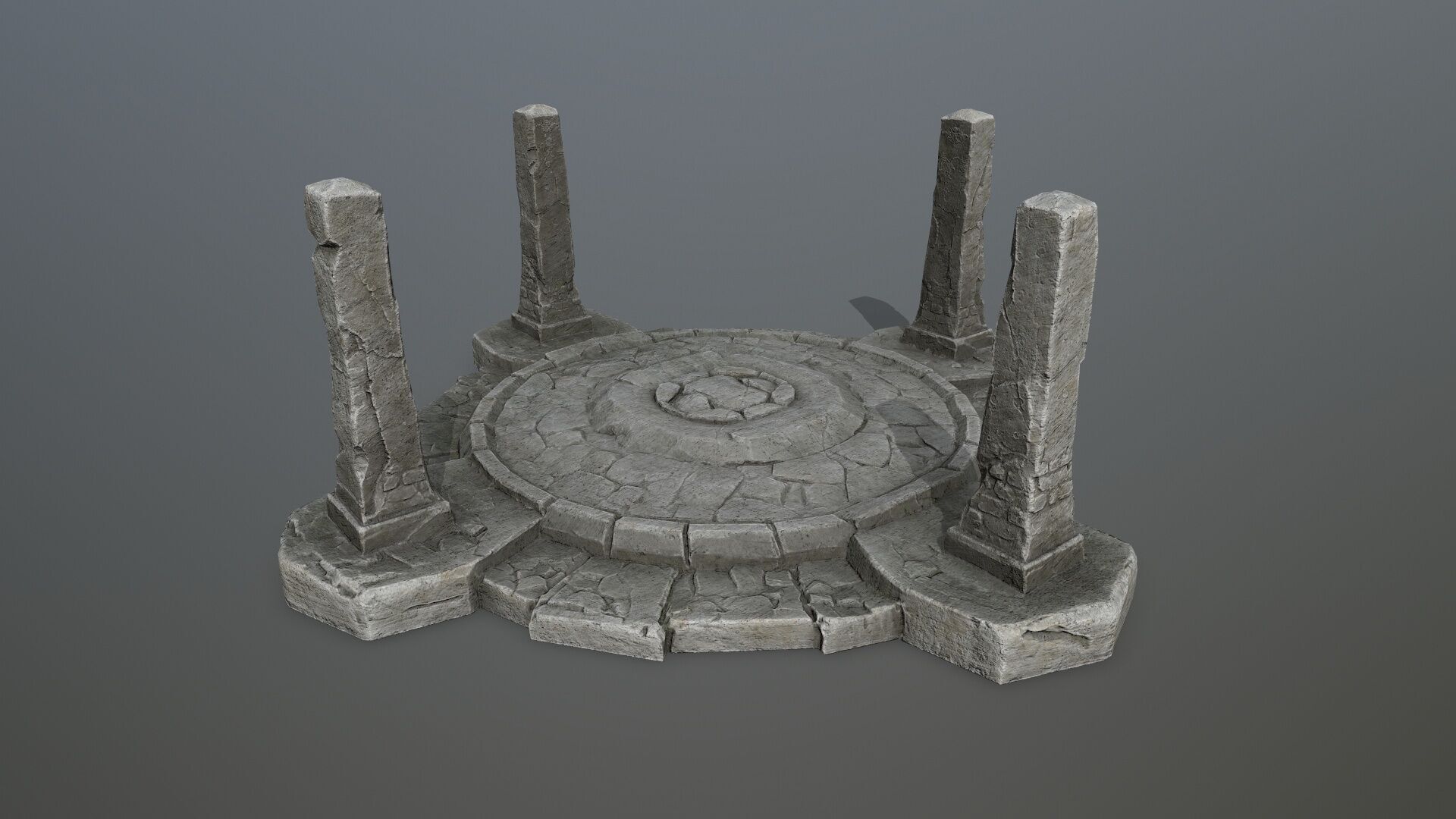 Ruin Gate Low-poly 3D model_7