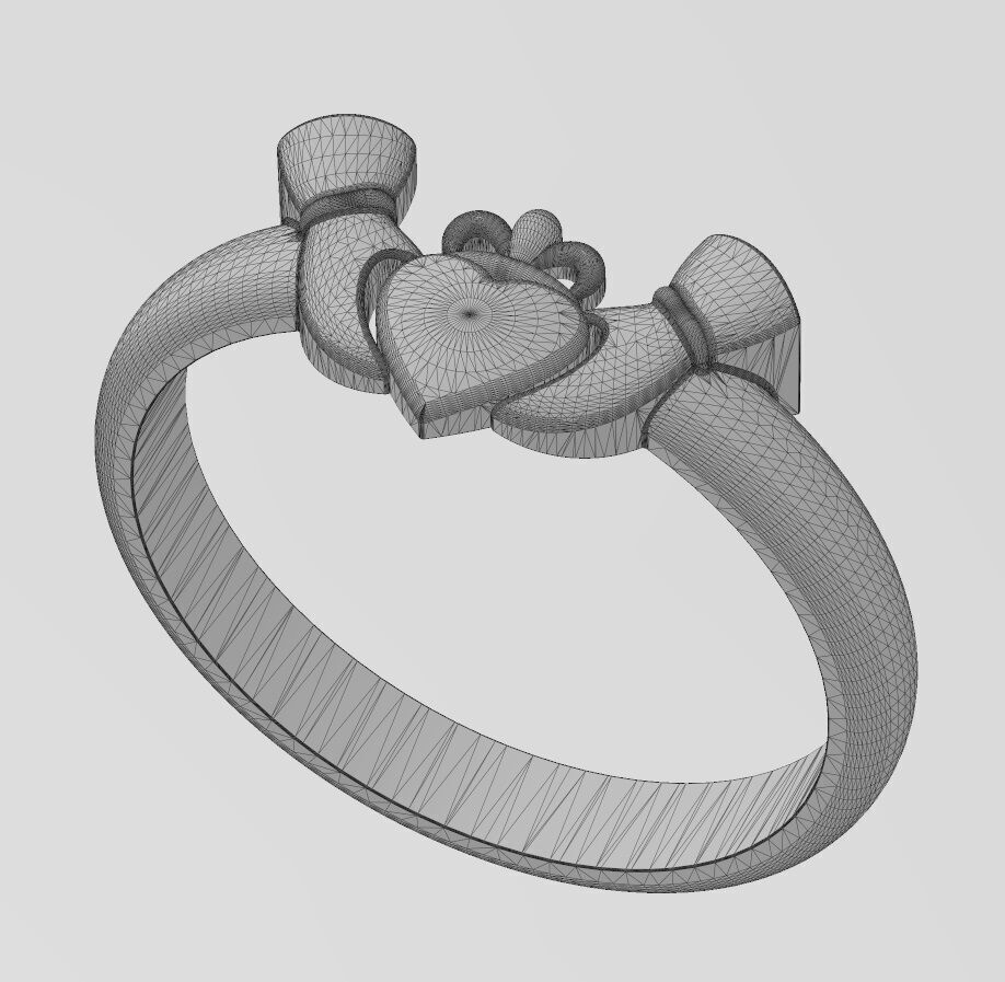 Claddagh heart crown stacker guard ring US sizes 6to10 3D print model_16