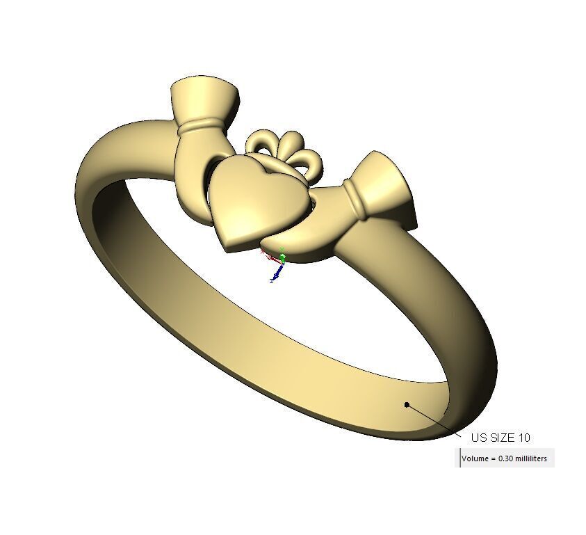 Claddagh heart crown stacker guard ring US sizes 6to10 3D print model_19