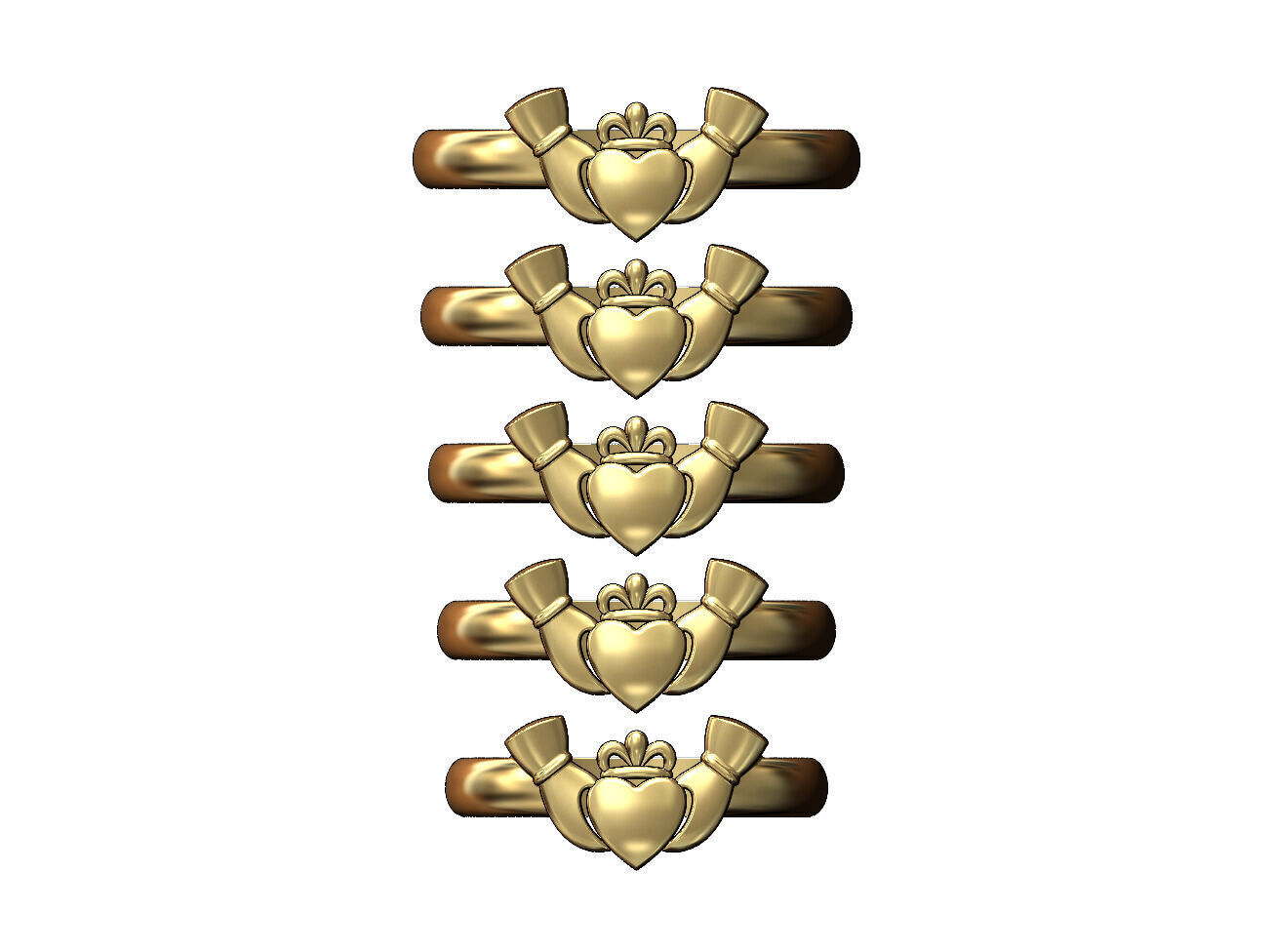 Claddagh heart crown stacker guard ring US sizes 6to10 3D print model_1