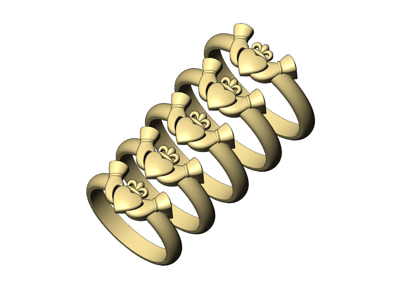 Claddagh heart crown stacker guard ring US sizes 6to10 3D print model_5