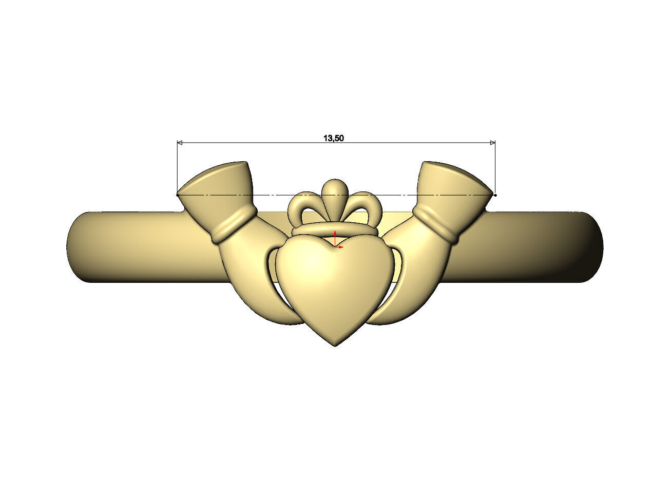 Claddagh heart crown stacker guard ring US sizes 6to10 3D print model_10