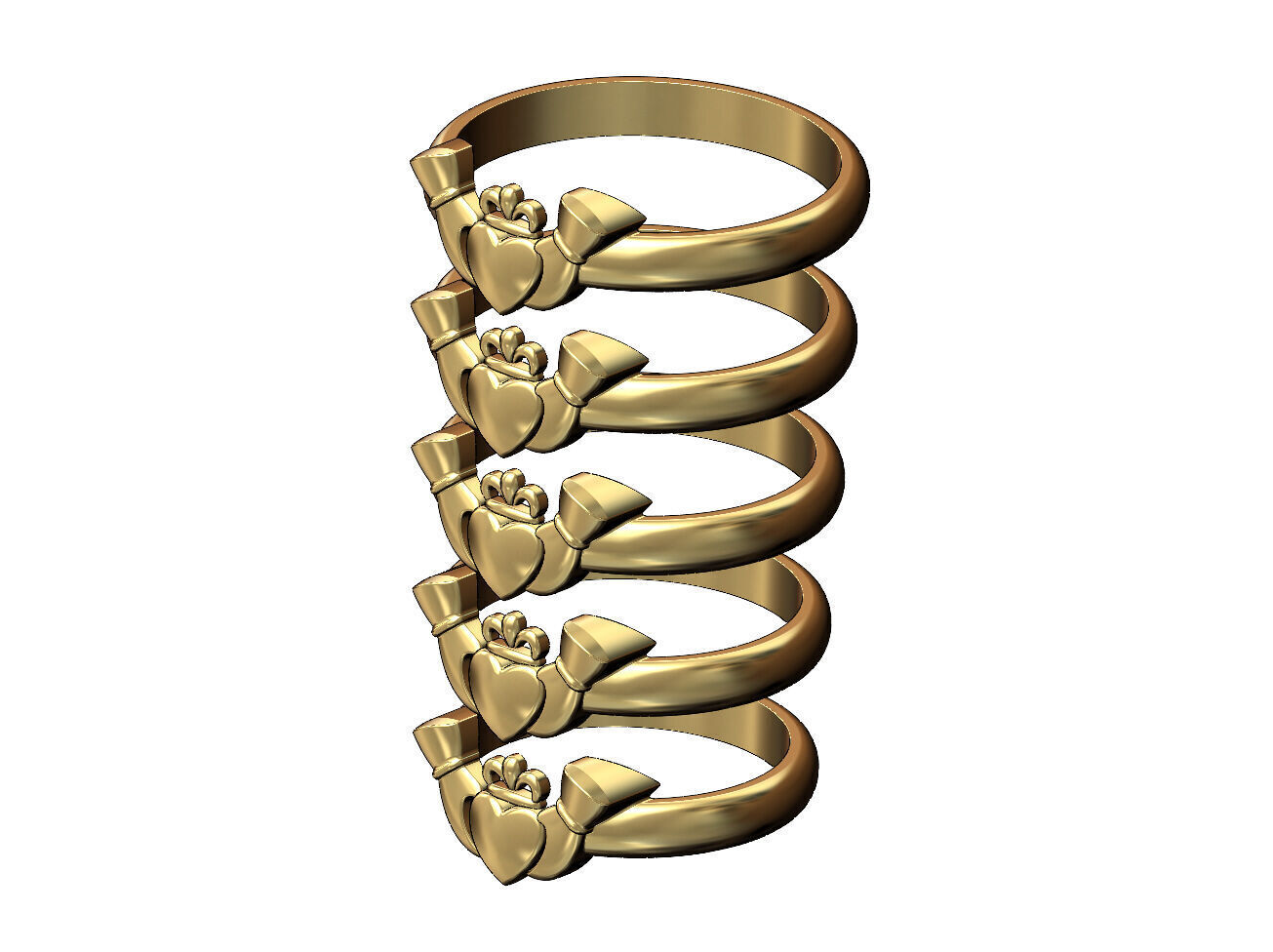 Claddagh heart crown stacker guard ring US sizes 6to10 3D print model_2