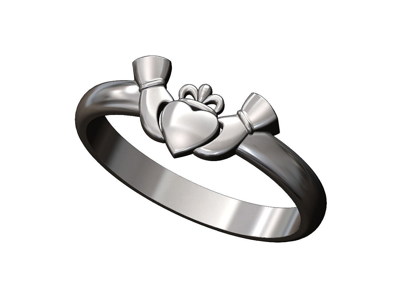 Claddagh heart crown stacker guard ring US sizes 6to10 3D print model_12