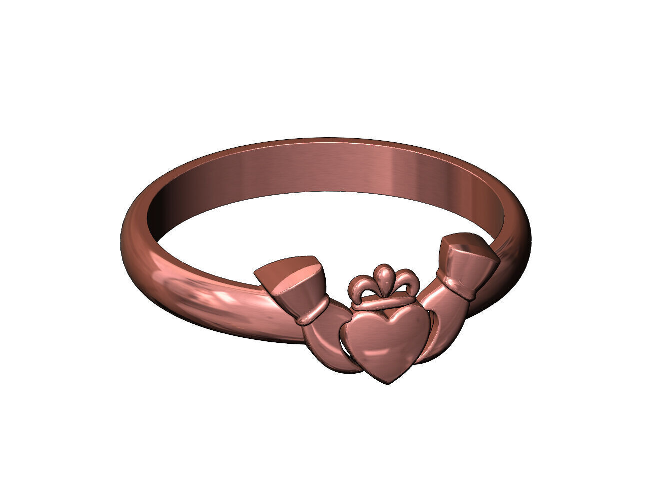 Claddagh heart crown stacker guard ring US sizes 6to10 3D print model_11